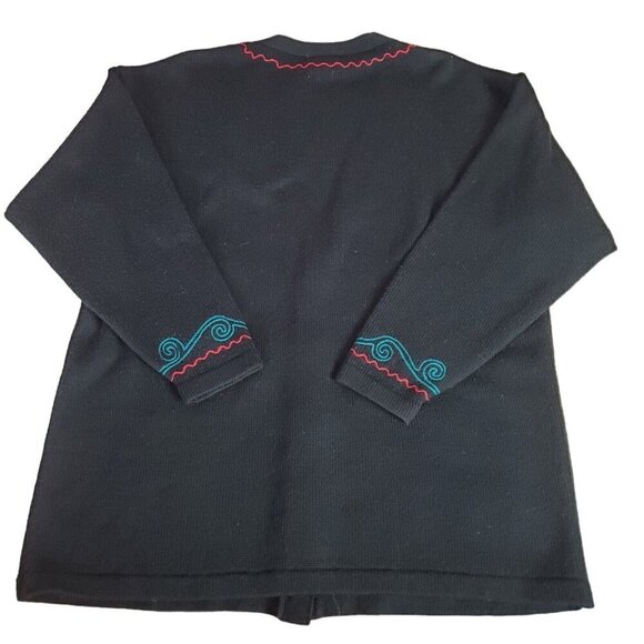 Vintage Hillary Paige‎ Cardigan Sweater Womens Large FlowersV-neck Art to wear - Picture 2 of 15